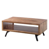 Gfine Coffee table made of solid acacia wood and iron 86x45x45Cm
